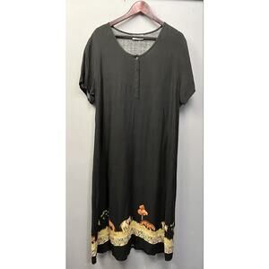 Desert Shores Maxi Dress Women Large Animal Black Zebra‎ Safari graphic Rayon